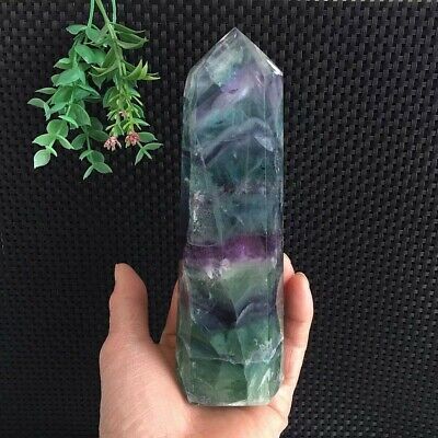 674g Rainbow Fluorite Tower Point Stone Quartz Crystal Specimen Natural Healing