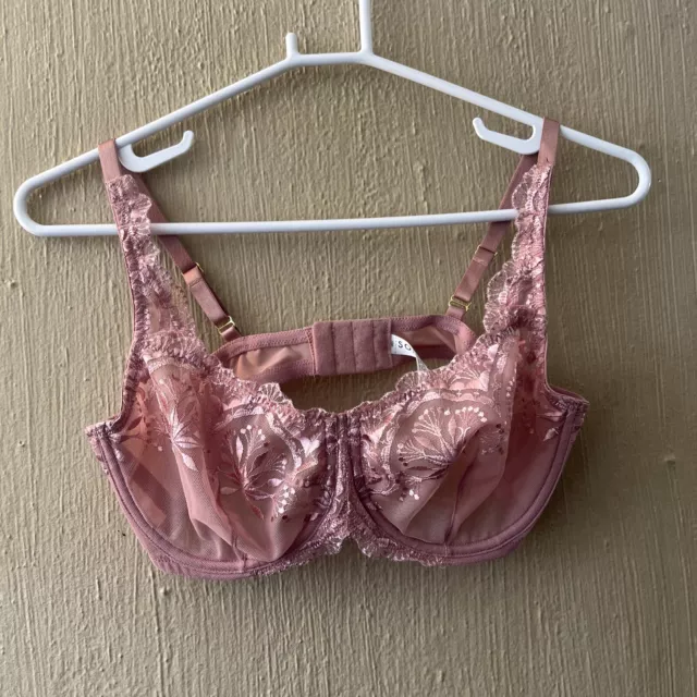 Soma Sensuous Lace Unlined Bra Sheer Embroidered UW Womens 36C Pink