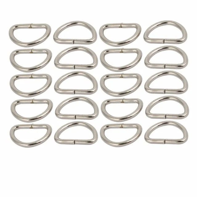 10mm Inner Width Metal Half Round Shaped Non Welded D Ring Silver Tone 20pcs