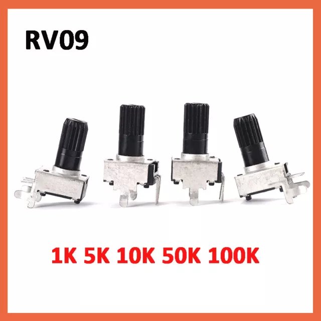 RV09 Potentiometer 1K 5K 10K 50K 100K Vertical Round Shaft Plum Handle 0932 Pot