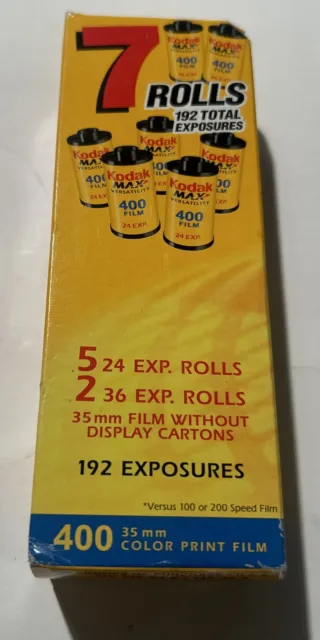 Película Kodak Max 35MM 400 caja sin abrir 5 24 y 2 36 rollos de exposición caducan. 09/2005