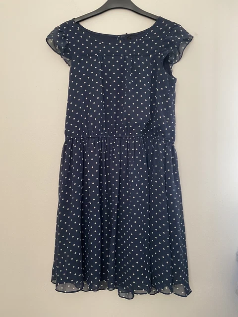 Next Girls Navy Spotted Polka Dot Floaty Dress 11-12 years