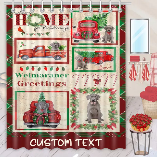 Weimaraner Shower Curtain Personalized Hooks Many Dog Designs Christmas NWT