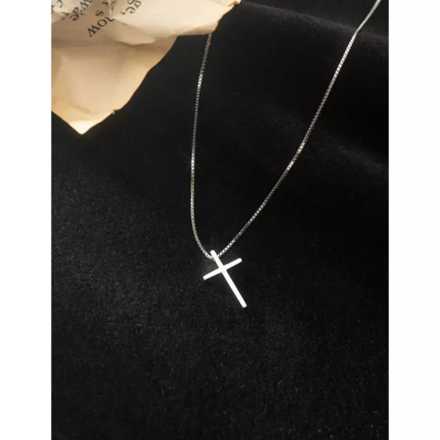 Tiny Cross Pendant 925 Sterling Silver Chain Necklace Womens Jewellery Gifts UK