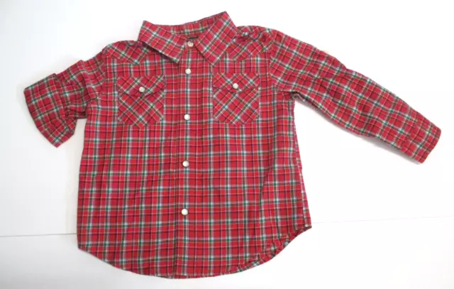 New Nwt Toddler Boys Polo Ralph Lauren Red & Green Plaid Button Down Shirt 18 M