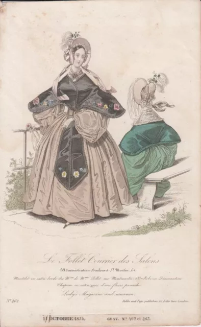 Original-Modedruck aus: Le Follet Courrier des Salons, 11 Octobre 1835, No. 462.