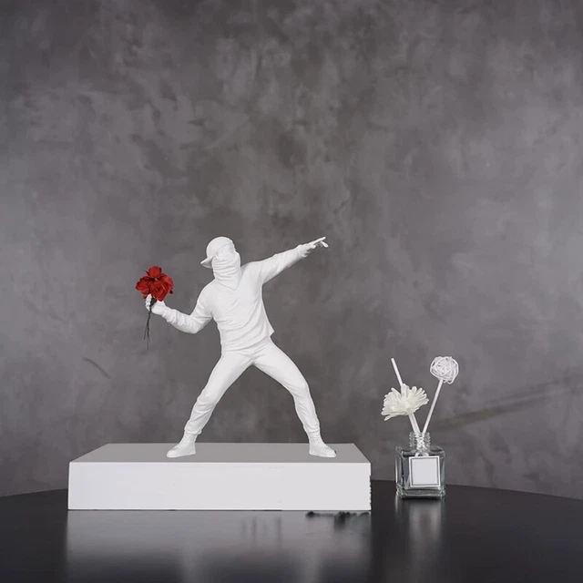 Statuetta Banksy Lanciatore Di Fiori - 21,5 Cm, Scultura Street Art Per Collezionisti - Foto 6