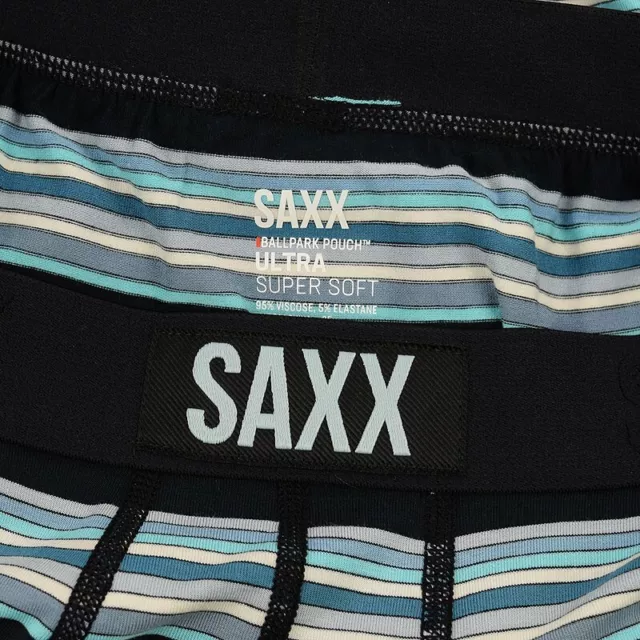 SAXX ULTRA BLUE Stripe SUPER SOFT Relaxed Fit Boxer Brief Underwear ...