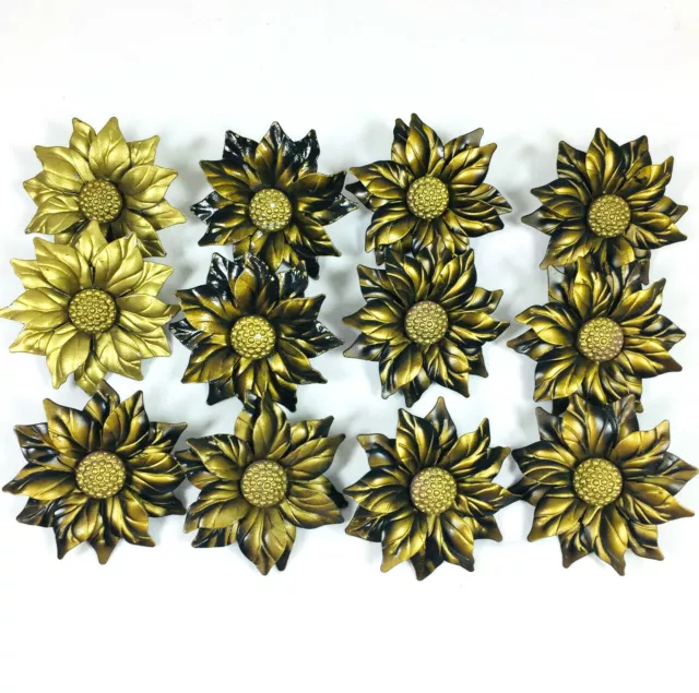 12 gold flower curtain push pins tie backs drapes drapery jewelry metal G