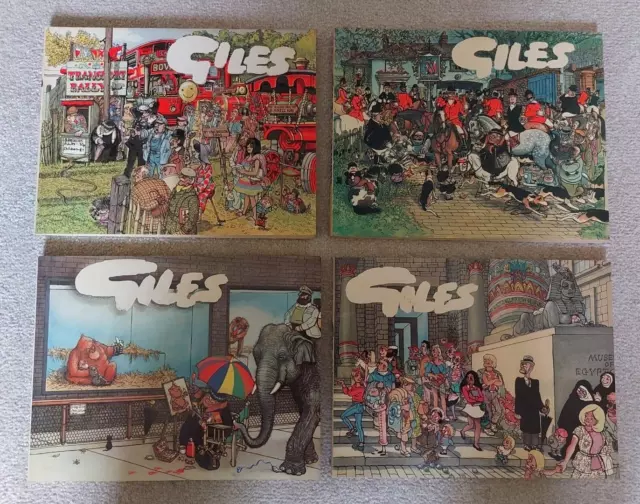 Four Early Giles Cartoons Books Series 34,35,36 & 37 1979-1983