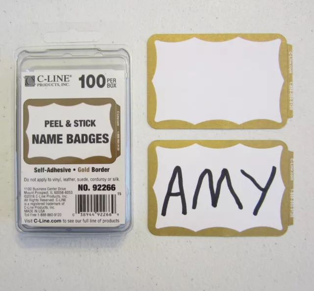 75 Gold Border Badges Name Tags Labels Id Stickers Peel And Stick Adhesive