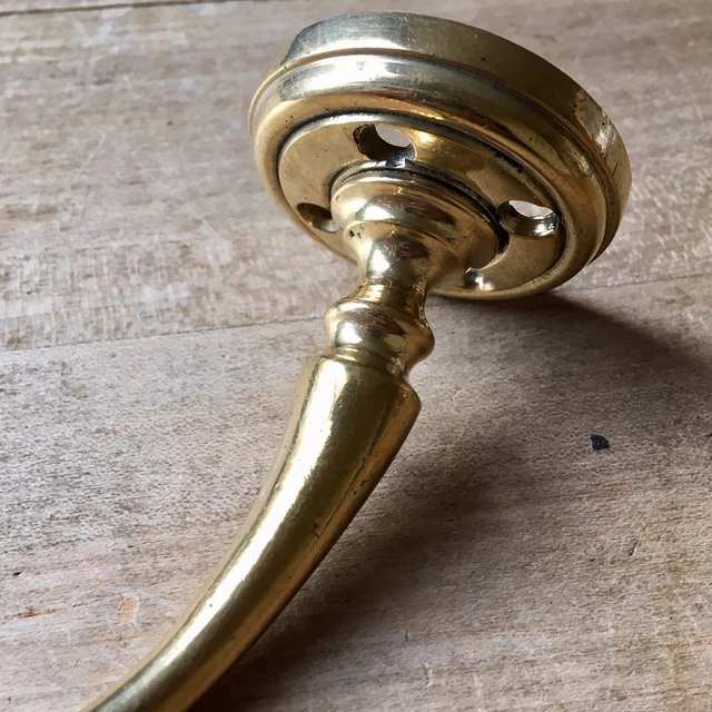X1 SINGLE Antique Brass Coat Hook Victorian Original Reclaimed Old Vintage 10