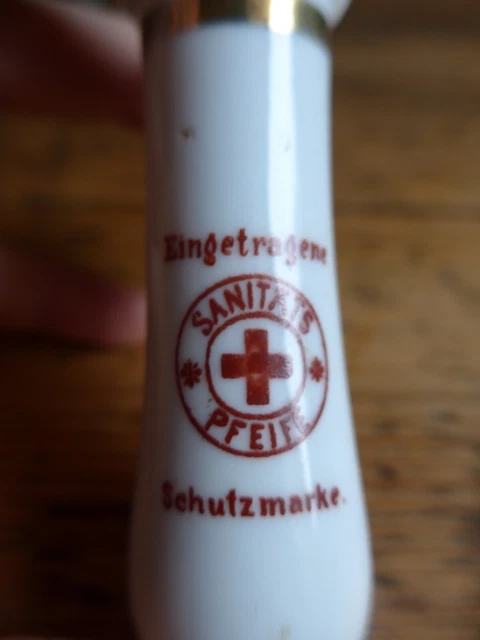 Sanitätspfeife antik, eingetragene Schutzmarke, rotes Kreuz, um 1900