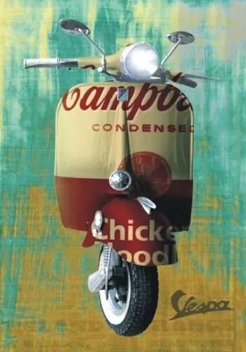 Vintage Werbeschild "VESPA CUSTOM" MOTORRAD, WERBUNG,ADVERTISING,POSTER, REKLAME