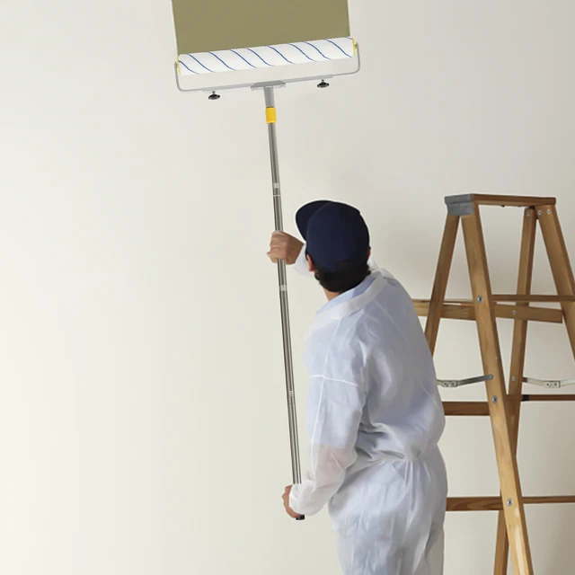 LARGE PAINT ROLLER Adjustable Roller Frame Extension Poles 3 Roller