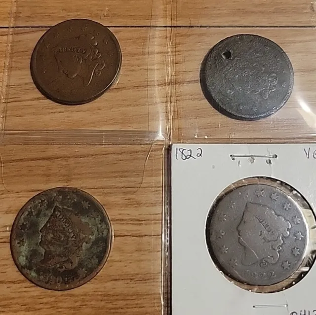 4 Coin Large Cent Lot Mixed Date