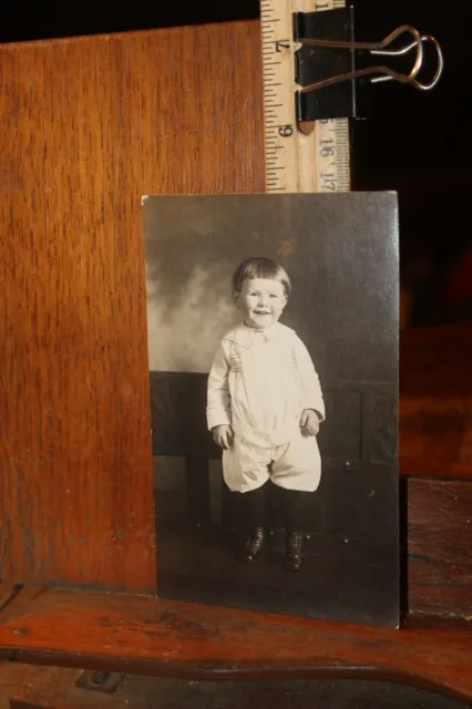 Antique Real Photo Postcard 1910's Smiling Little Boy