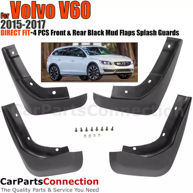 Front Rear Mud Flaps Splash Guards 2015-2017 Volvo V60 Mudguards