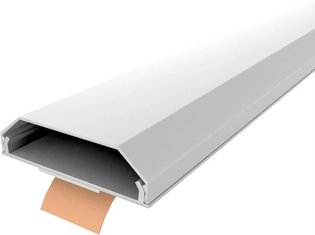 Alu-Kabelkanal 115x6x2,2 Cm Von HFTEK - Abdeckung Für Saubere Kabel, Wandmontage, Farbe Weiß