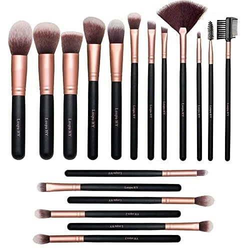Pennelli Trucco oro Rosa 18 Pezzi Pennelli Trucco Premium Set Viso e Occh