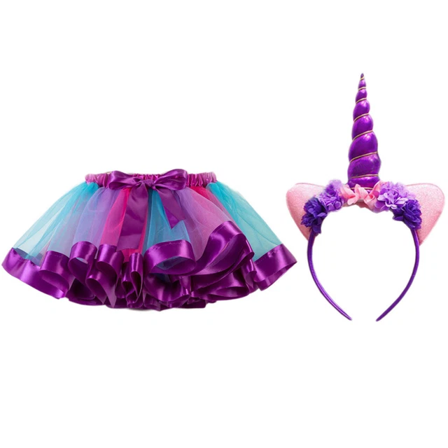 Set vestiti compleanno ragazze gonna tutù arcobaleno danza