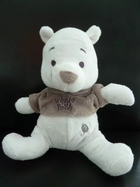 B6- DOUDOU PELUCHE WINNIE TEE SHIRT THE POOH MARRON ABEILLE 19cms assis - TTBE
