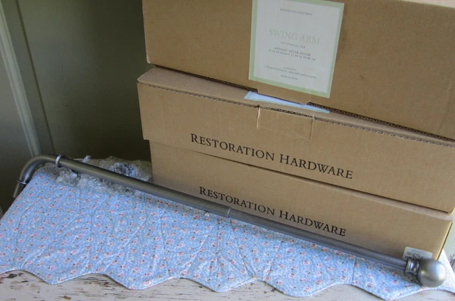4 Restoration Hardware Swing Arm Curtain Rods Antique Silver Finish MIB 5