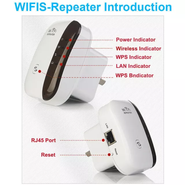 300Mbps Wifi Booster Wifi Router Extender Range AP Repeater Wireless-N 802.11 3