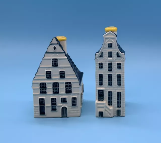 Klm Blue Delft Miniature Houses By Bols Number 35 & 38 Empty Collectible
