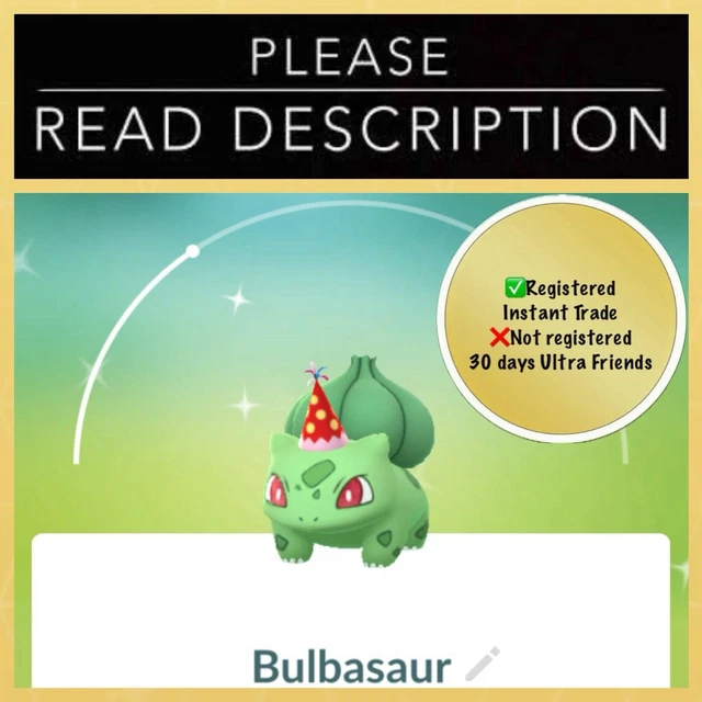Pokémon GO - Shiny Bulbizarre Avec Chapeau Shedinja - Rare - Échange Rapide