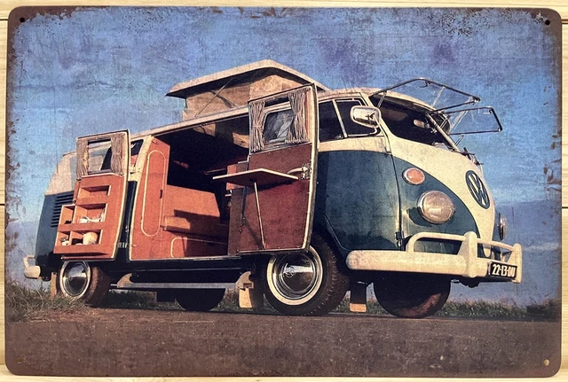 Bus VW Metal Wall Sign 12" x 8"