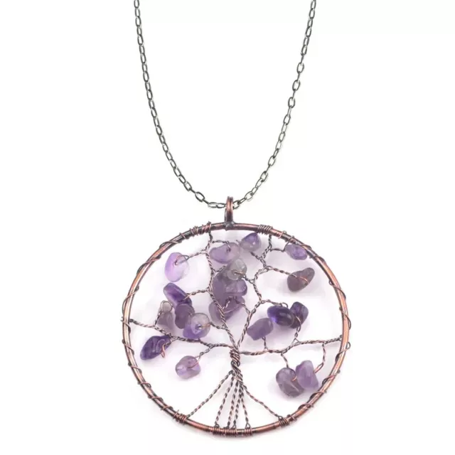Tree of Life Necklace Stone Beads Natural Gem Artesanato Maxi Colar Choker