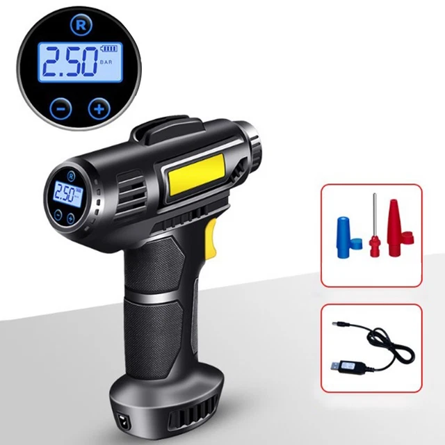 Bomba de neumáticos presión portátil boquilla rápida inflador 120W 15A 8.4V inflable