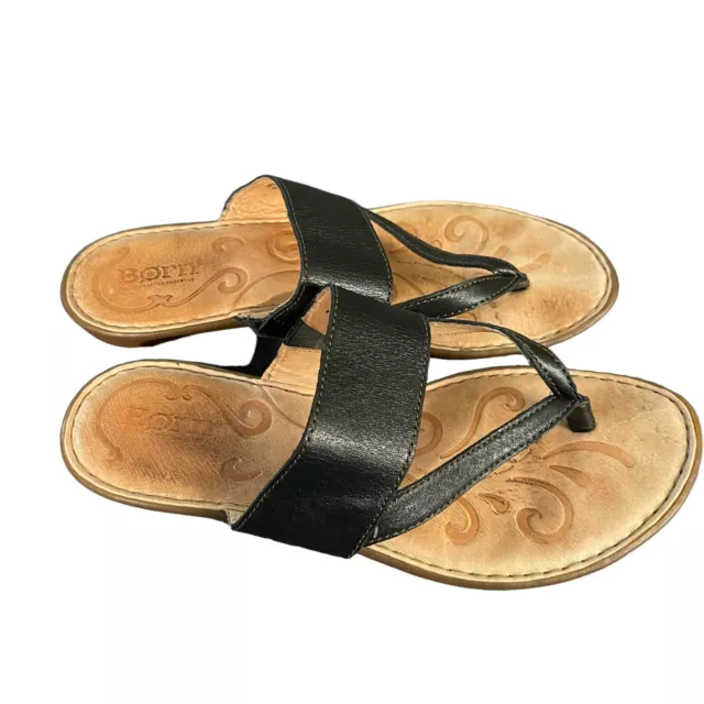 Born Børn Boc Womens Shoes Black 7M Patent Leather  Thong Sandals