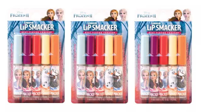 3 x LIP SMACKER Lip Gloss ~ DISNEY FROZEN 2 ~ Lip Gloss Sets 3 packs x 5 = 15