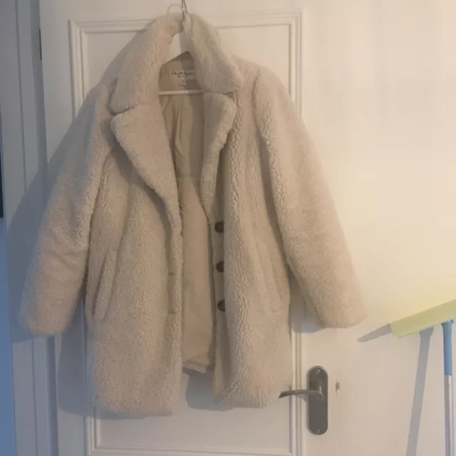 Miss selfridge cream teddy coat sale