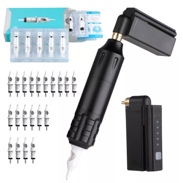 Solong Wireless Tattoo Pen Kit Rotary Motor Machine Power Supply 20 Needles 5RL