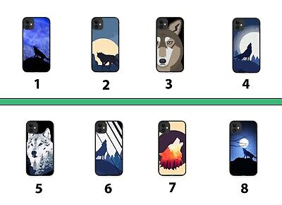 Wolf Rubber Phone Case Cover Wolfs Wolves Silhouette Howling Moon Face 8096A