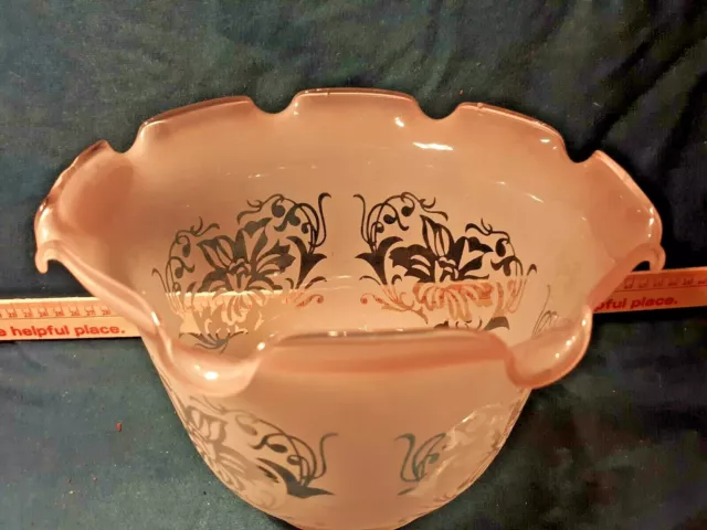Vintage OIL LAMP Frosted Clear Etched flower Fluted glass Shade 4" Fitter  1-8