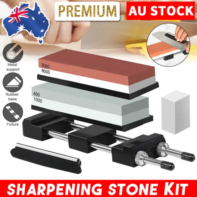 Dual Whetstone Knife Sharpener Sharpening Stone Water Wet Stone Sharpener Set AU