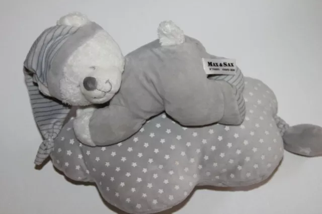 Doudou peluche MAX ET & SAX Ours gris  nuage étoile blanc Musical com  neuf