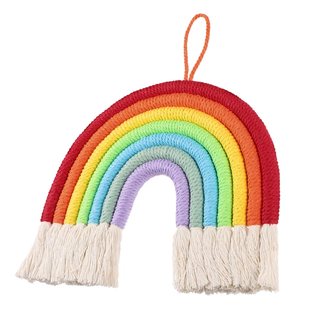 Bessportble decorazione parete arcobaleno macrame parete appesi arazzi tessuti B
