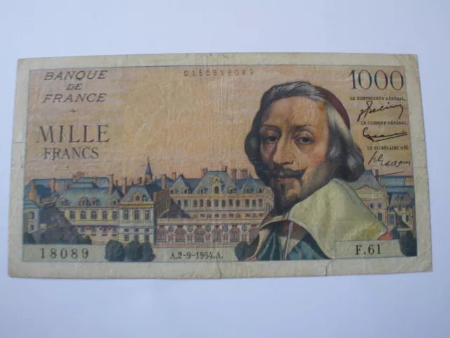 Billet  France 1000 F Richelieu  Fay 42/07