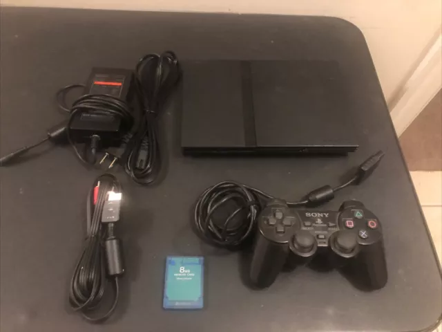 Sony PlayStation 2 PS2 Slim Black Console Cords OEM Black Controller Memory Card