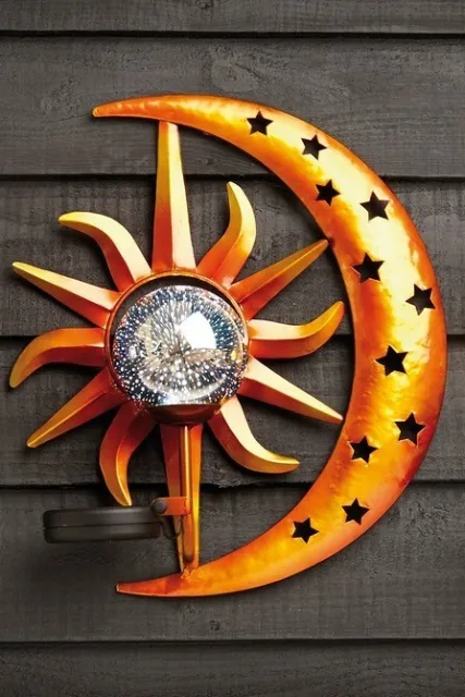 Solar Star Studded Moon Plaque LED Decorative Garden Light Wall Art Cosmo 6299