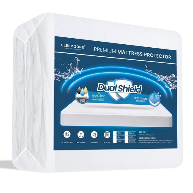 Waterproof Mattress Protector Twin Size Soft Breathable Cotton