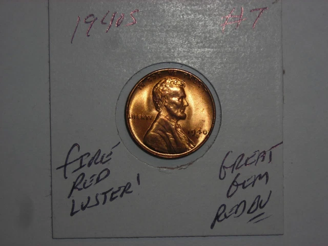 1940 S Lincoln Cent Gem Red Bu Wheat Penny 1940S Coin Lot #7 Gem Fire Red Unc