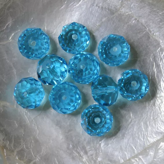 10 CITROUILLES  -  Cristal de Bohême  -  8 X 10 MM  -  CAPRI BLUE