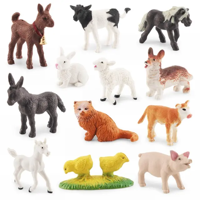 Collezione Di Modelli Di Figurine Di Animali Da Fattoria Realistici Da 12 Pezzi