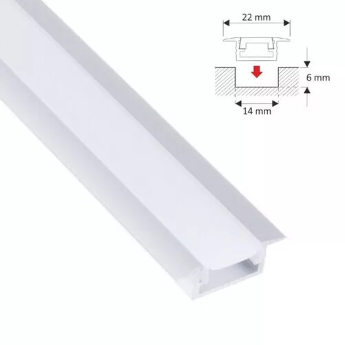 Aluminio Barra Perfil Empotrable Carril" Junta " Plata para LED Rayas + Cubierta